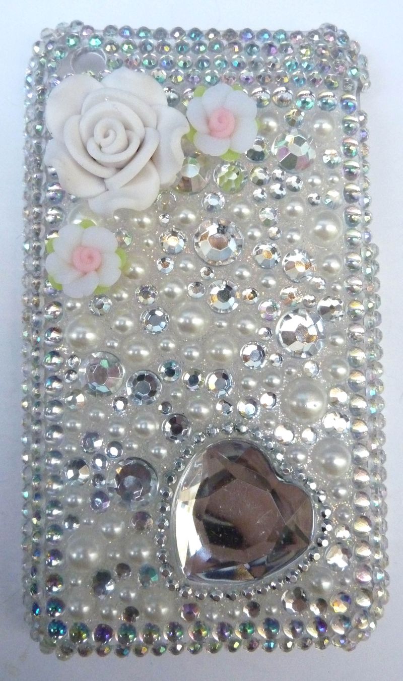 Coque iphone  blanc irisé coeur 3g 1